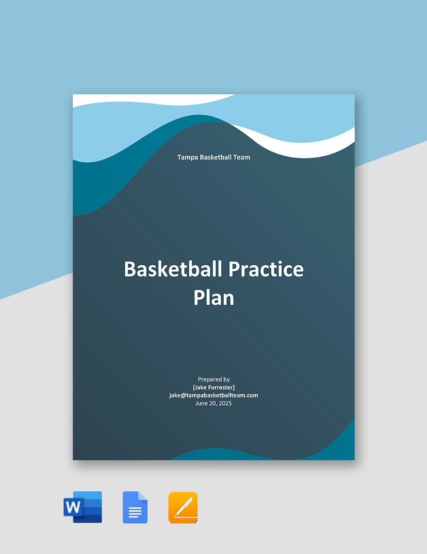 Basketball Practice Plan Template in Pages Word Google Docs