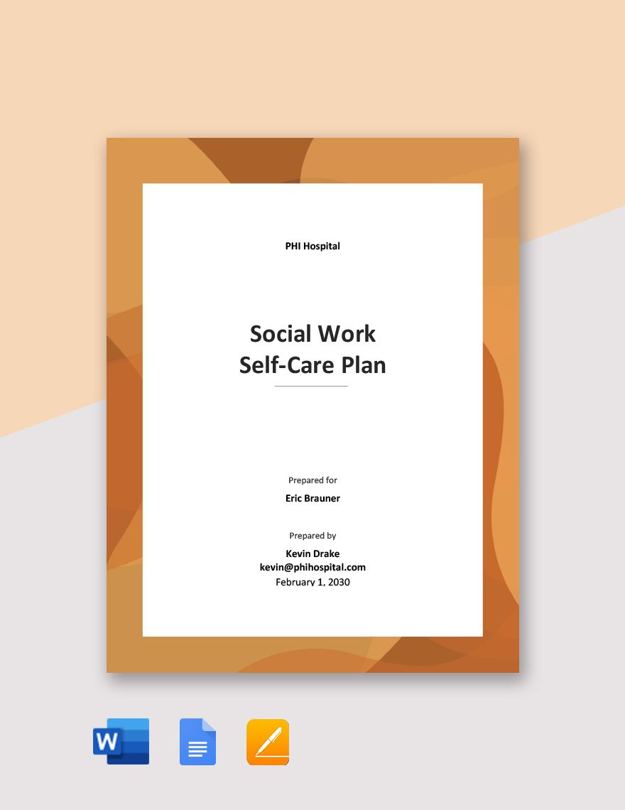 Social Work Self-Care Plan Template
