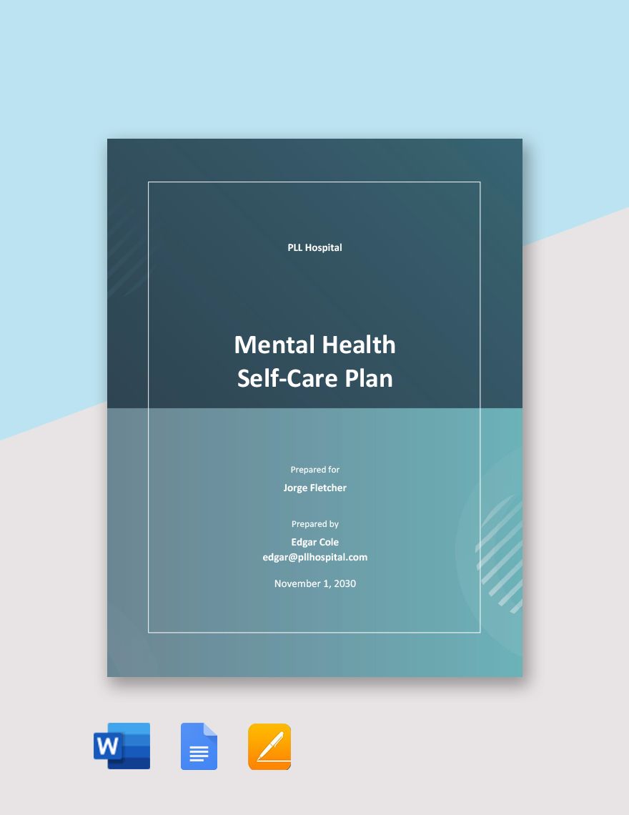 Mental Health Self-Care Plan Template