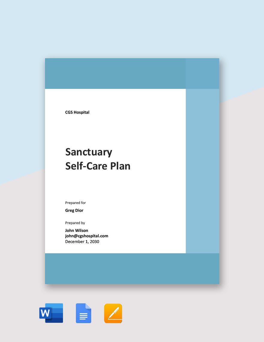 Sanctuary Self-Care Plan Template