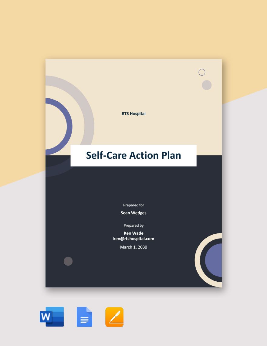 Self-Care Action Plan Template in Word, Google Docs, PDF, Apple Pages