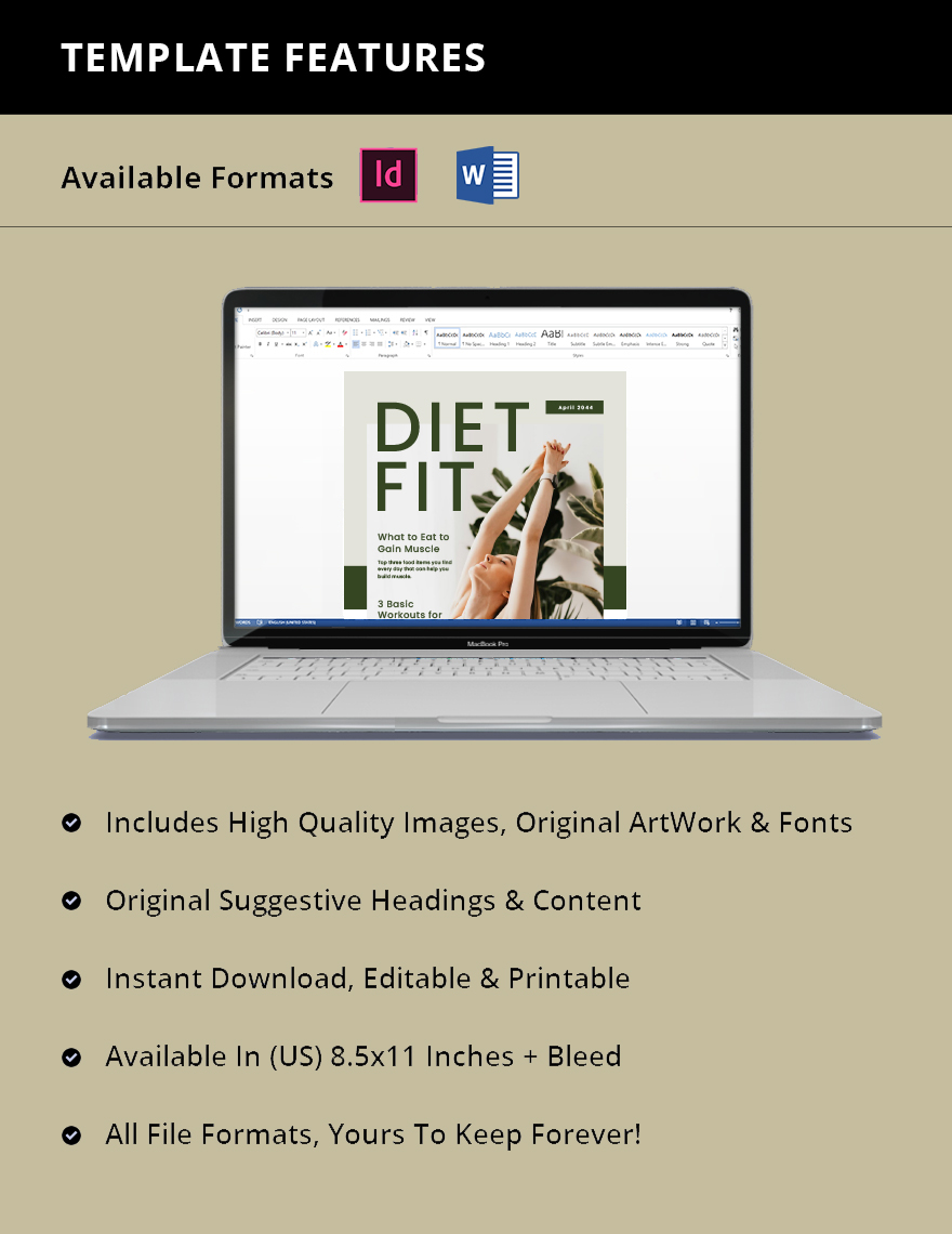 Diet And Fitness Magazine Template