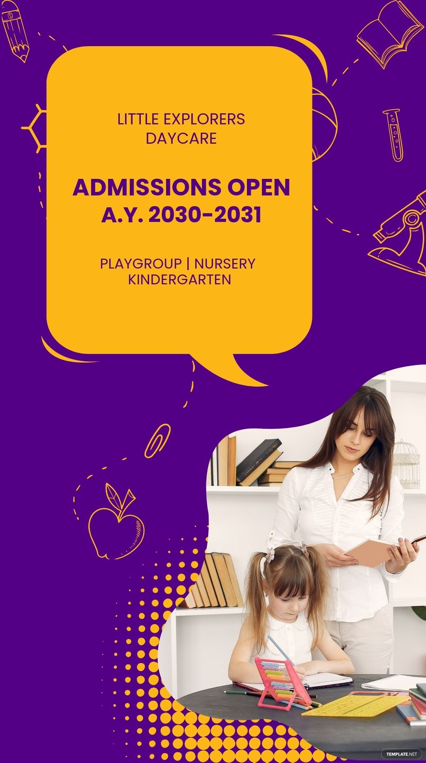 Free Daycare Admissions Open Whatsapp Post Template