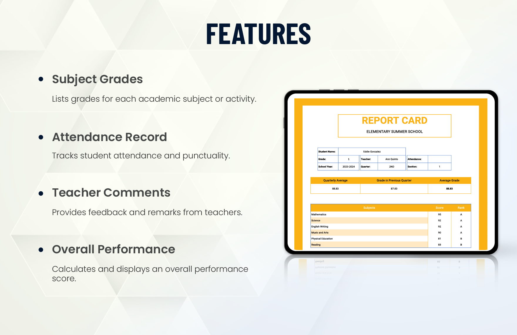 Summer  Report  Card  Template