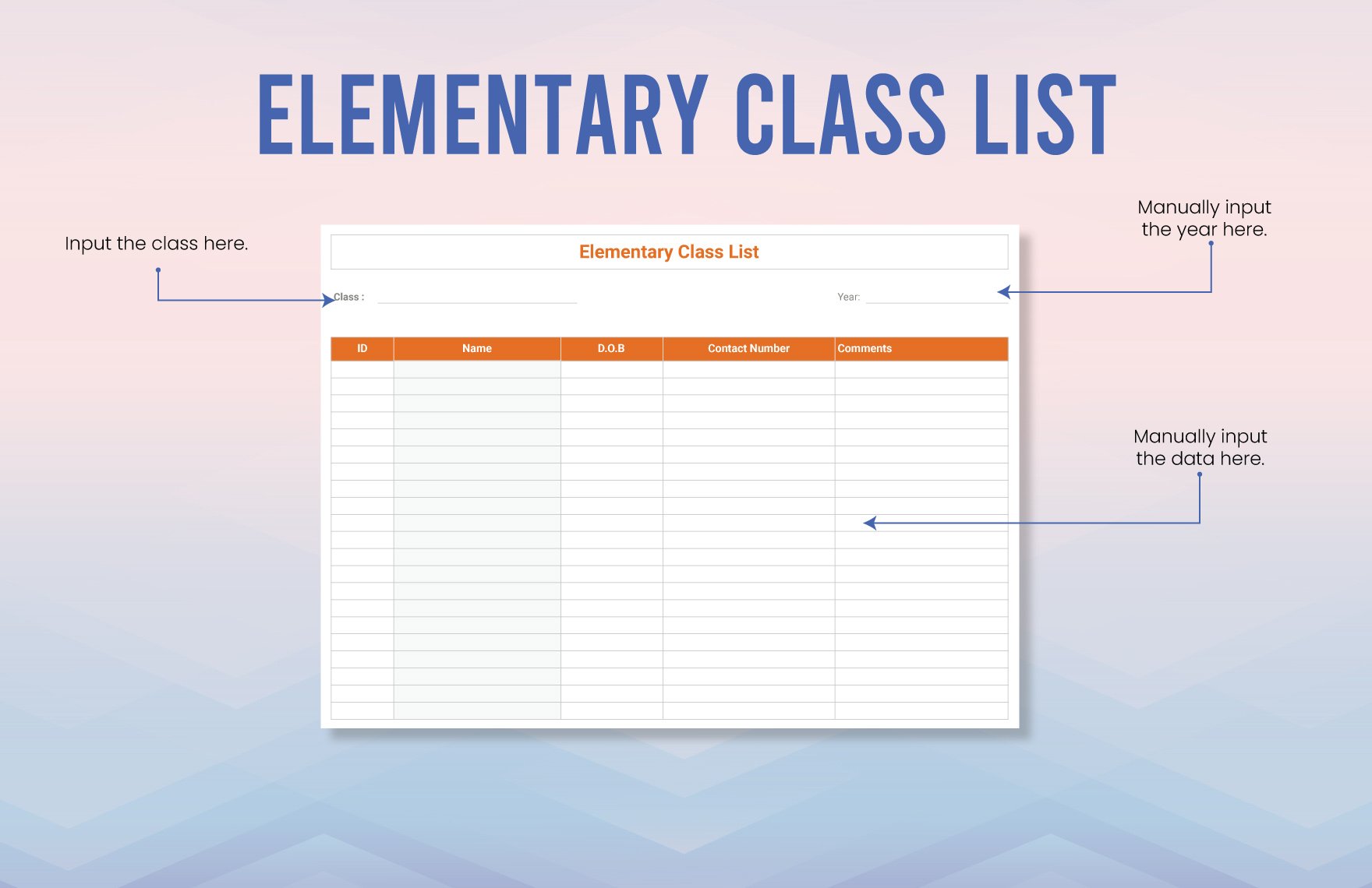 Elementary Class List Template
