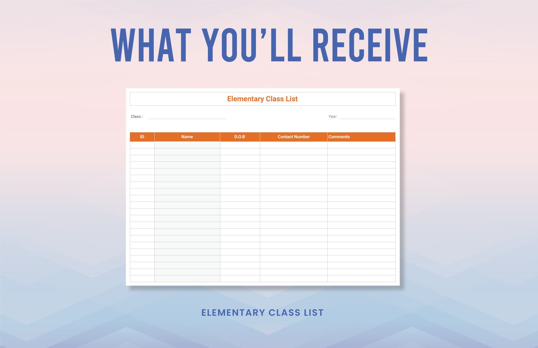 Elementary Class List Template