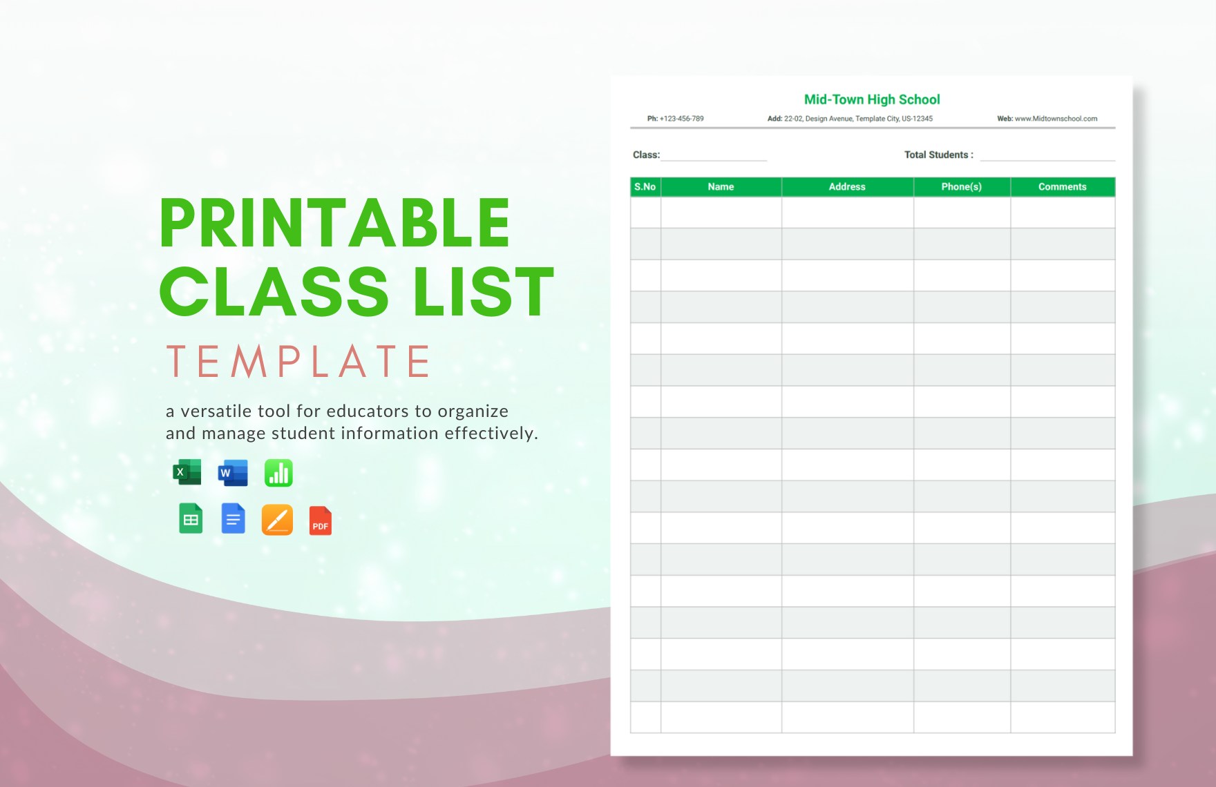 Free Class List Templates Editable And Printable