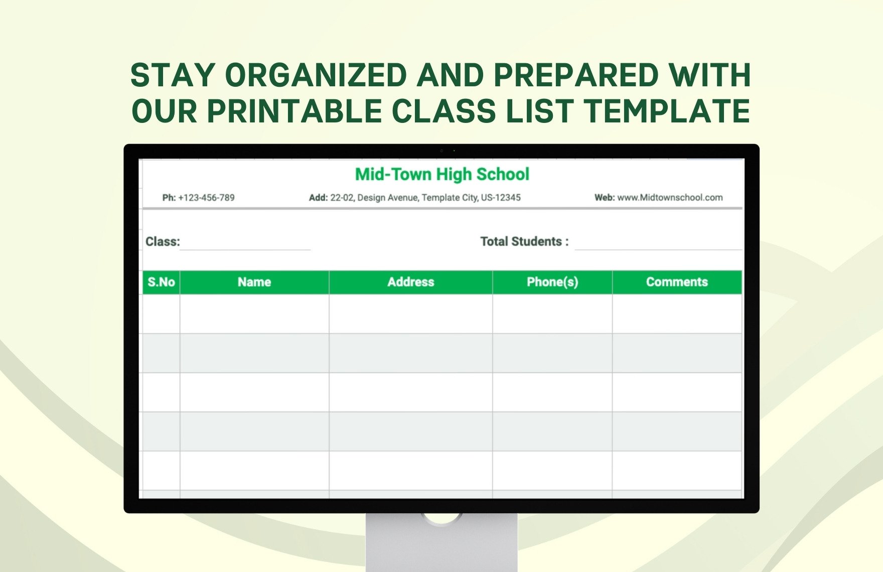 Printable Class List Template
