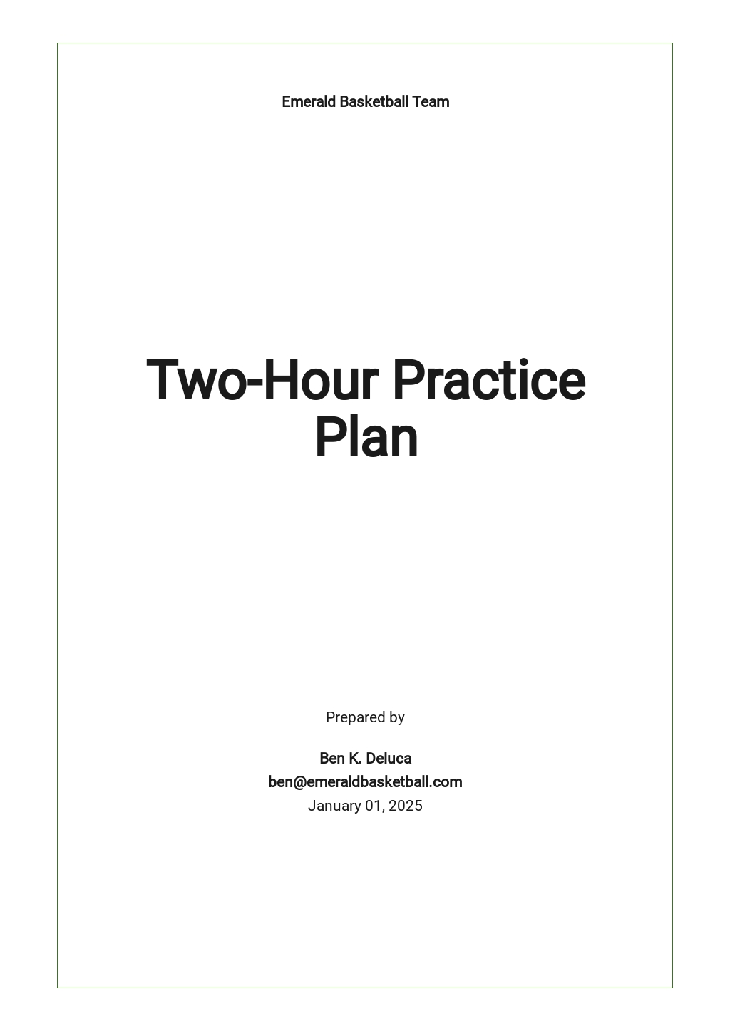 2 Hour Practice Plan Template - Google Docs, Word, Apple Pages ...