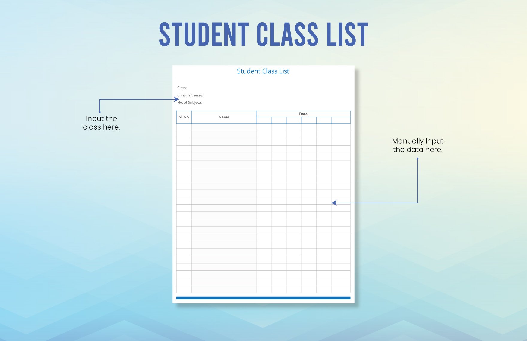 Student Class List Template