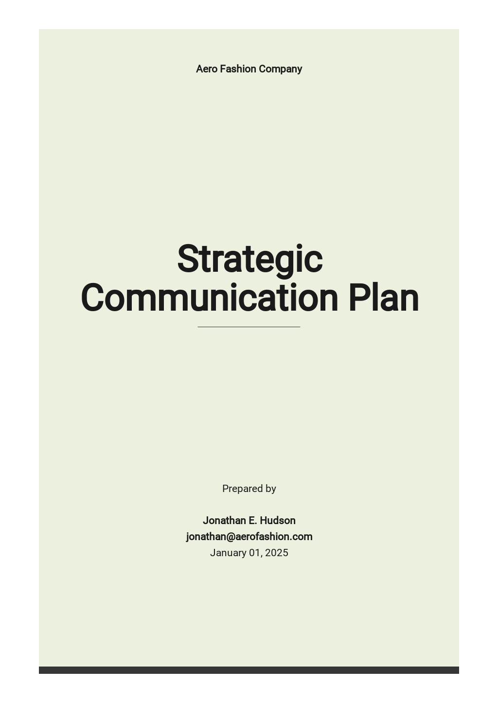 Sample Strategic Communication Plan Template
