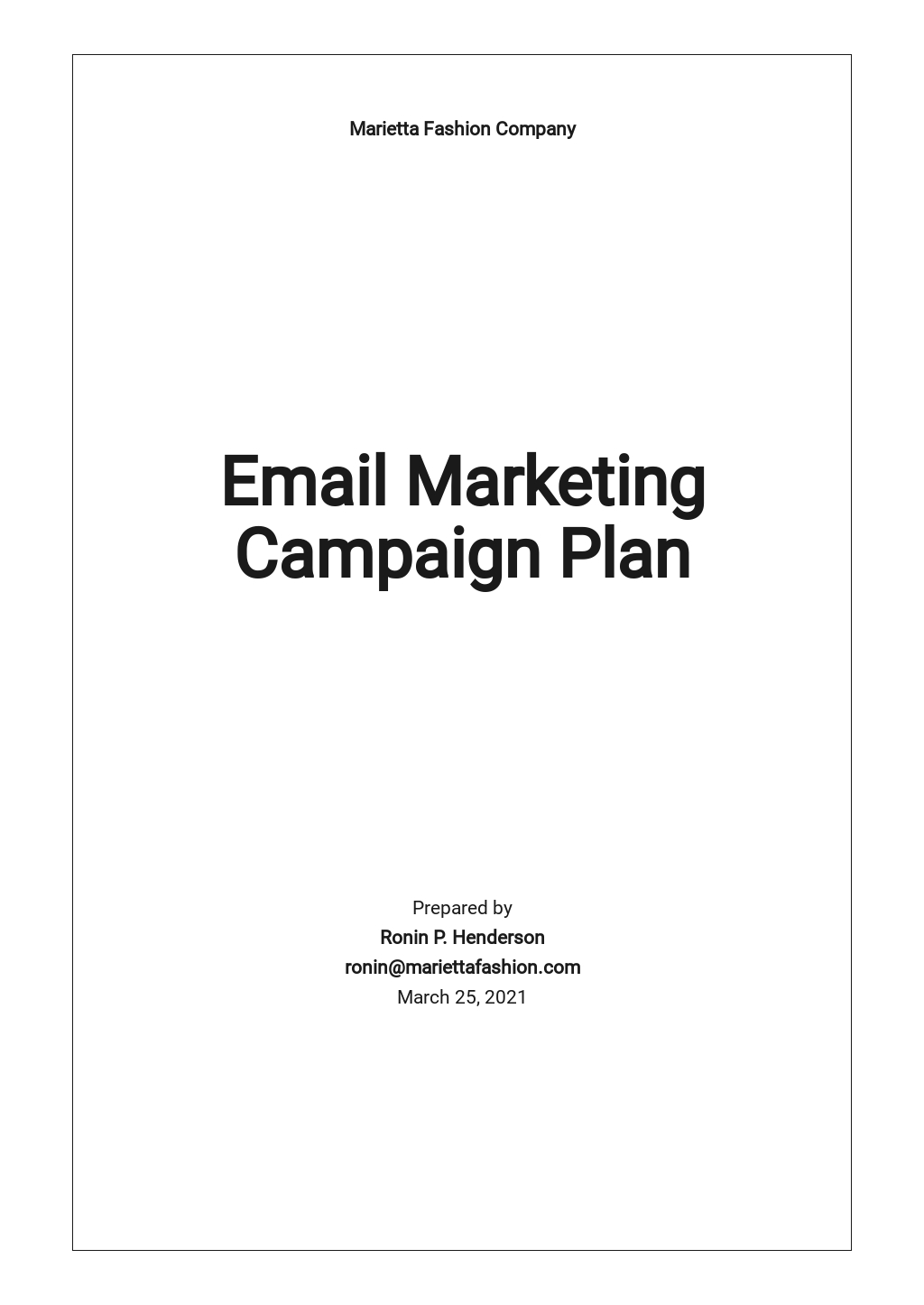 Email Marketing Campaign Plan Template