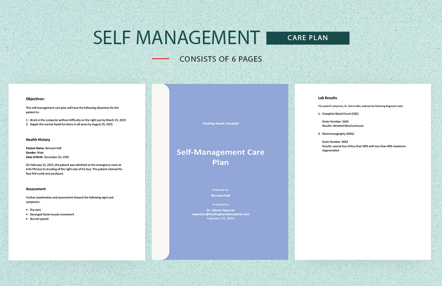 Self Management Care Plan Template