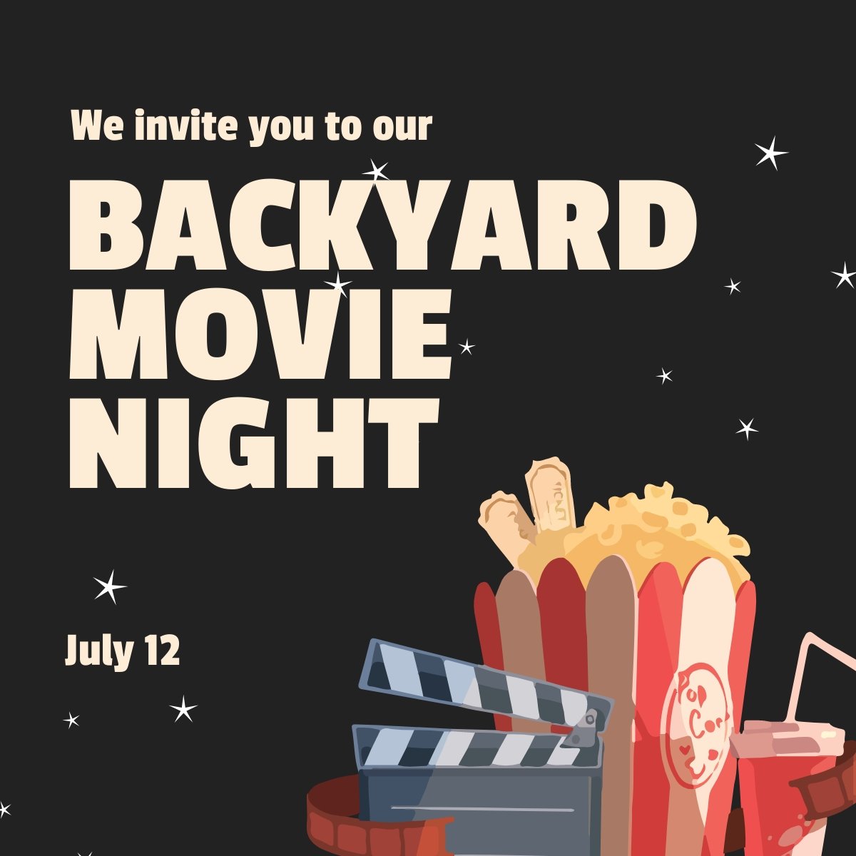 Free Movie Night Invitation Linkedin Post Template