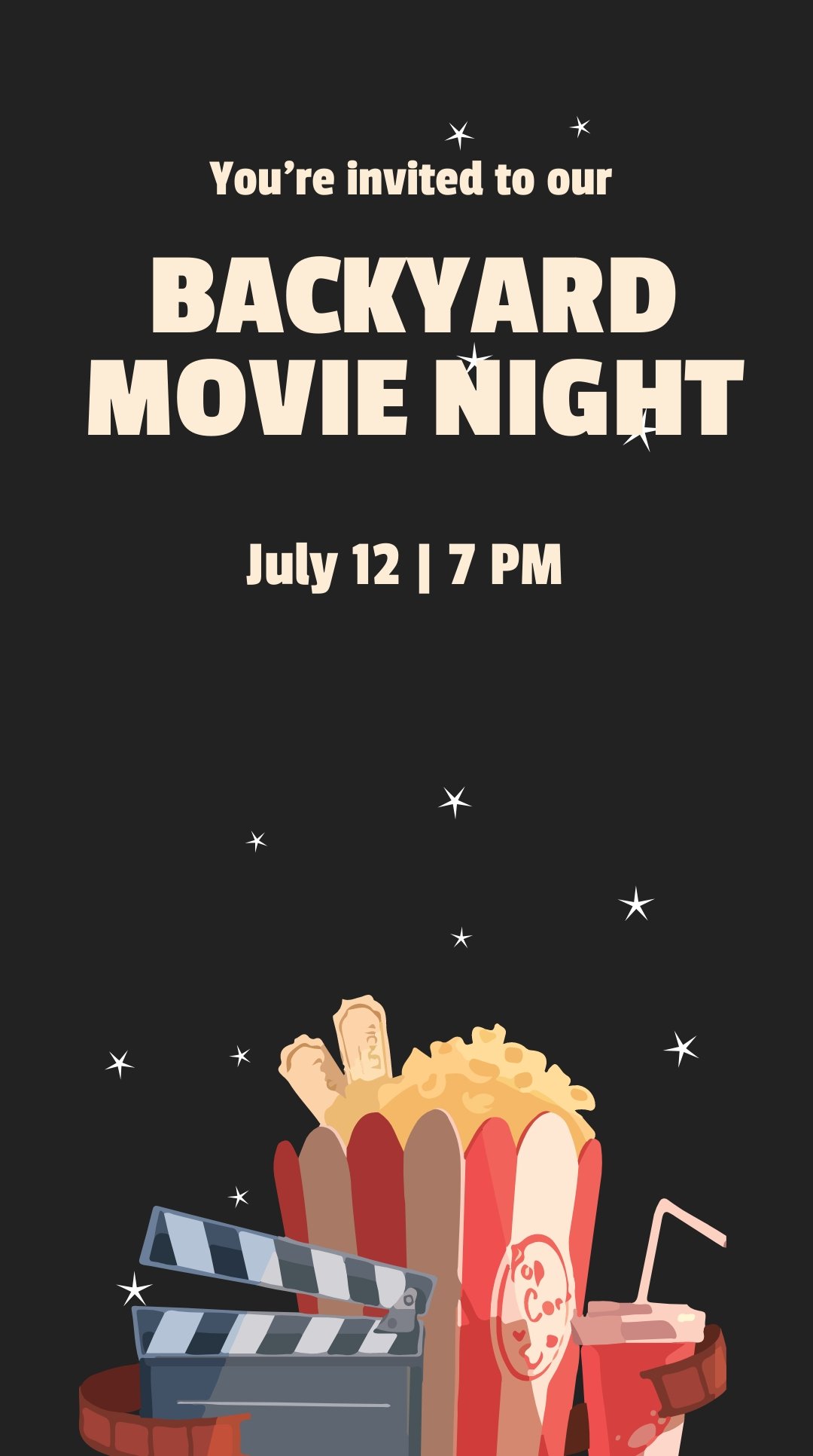 Free Movie Night Invitation Whatsapp Post Template Download in PNG