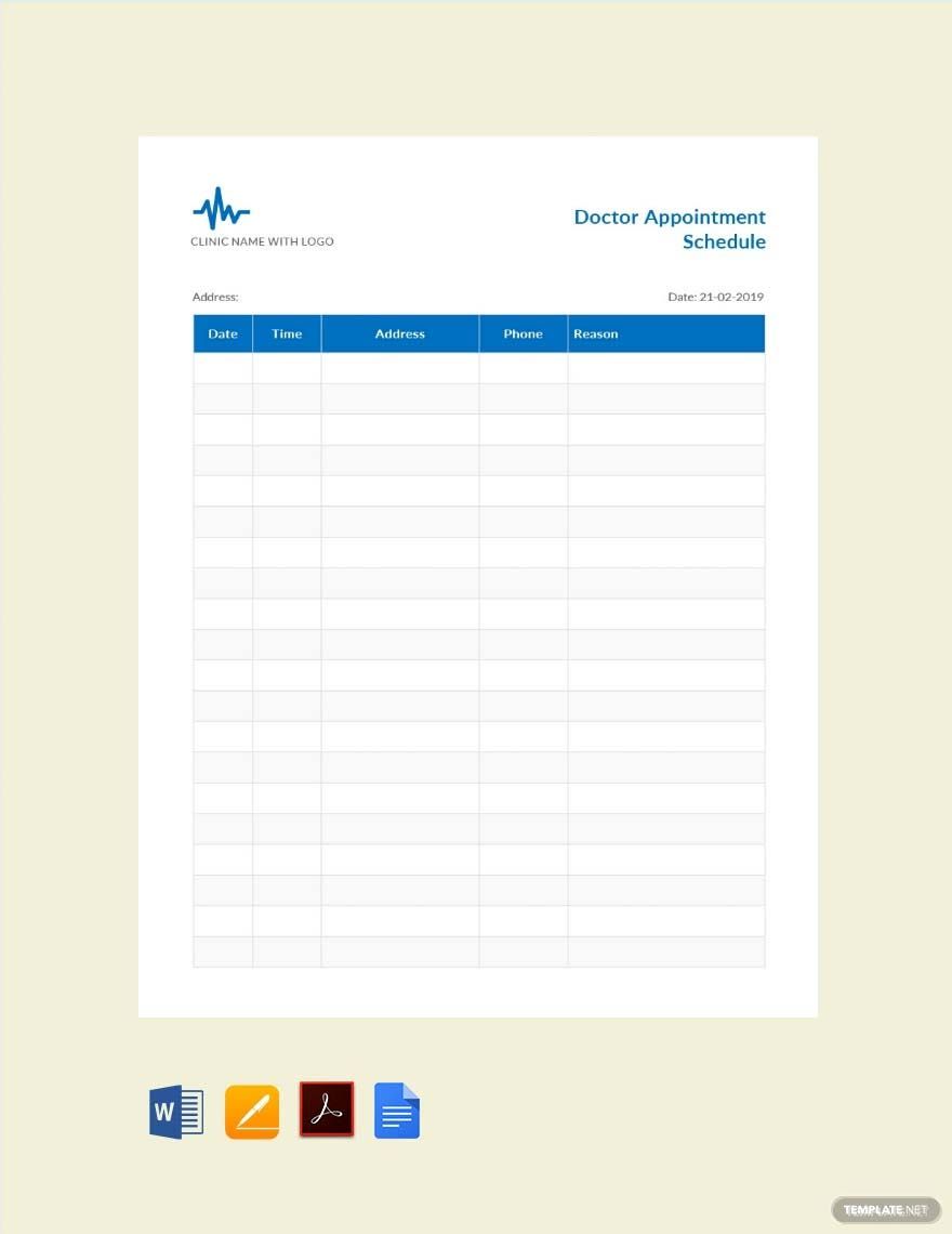 Doctor Appointment Schedule Template