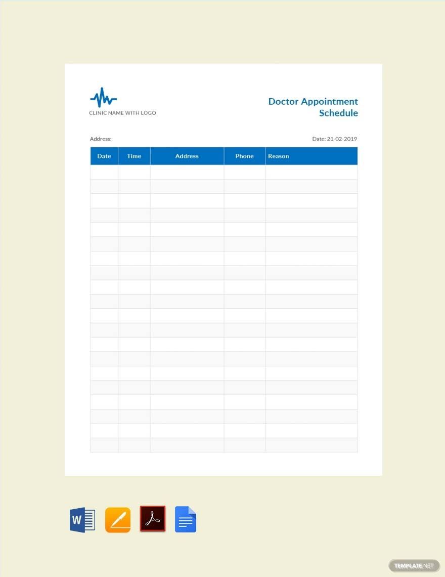 Doctor Appointment Schedule Template Download In Word Google Docs 