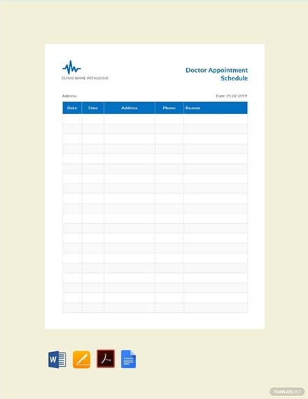 FREE Doctor Appointment Schedule Template - PDF | Word ...