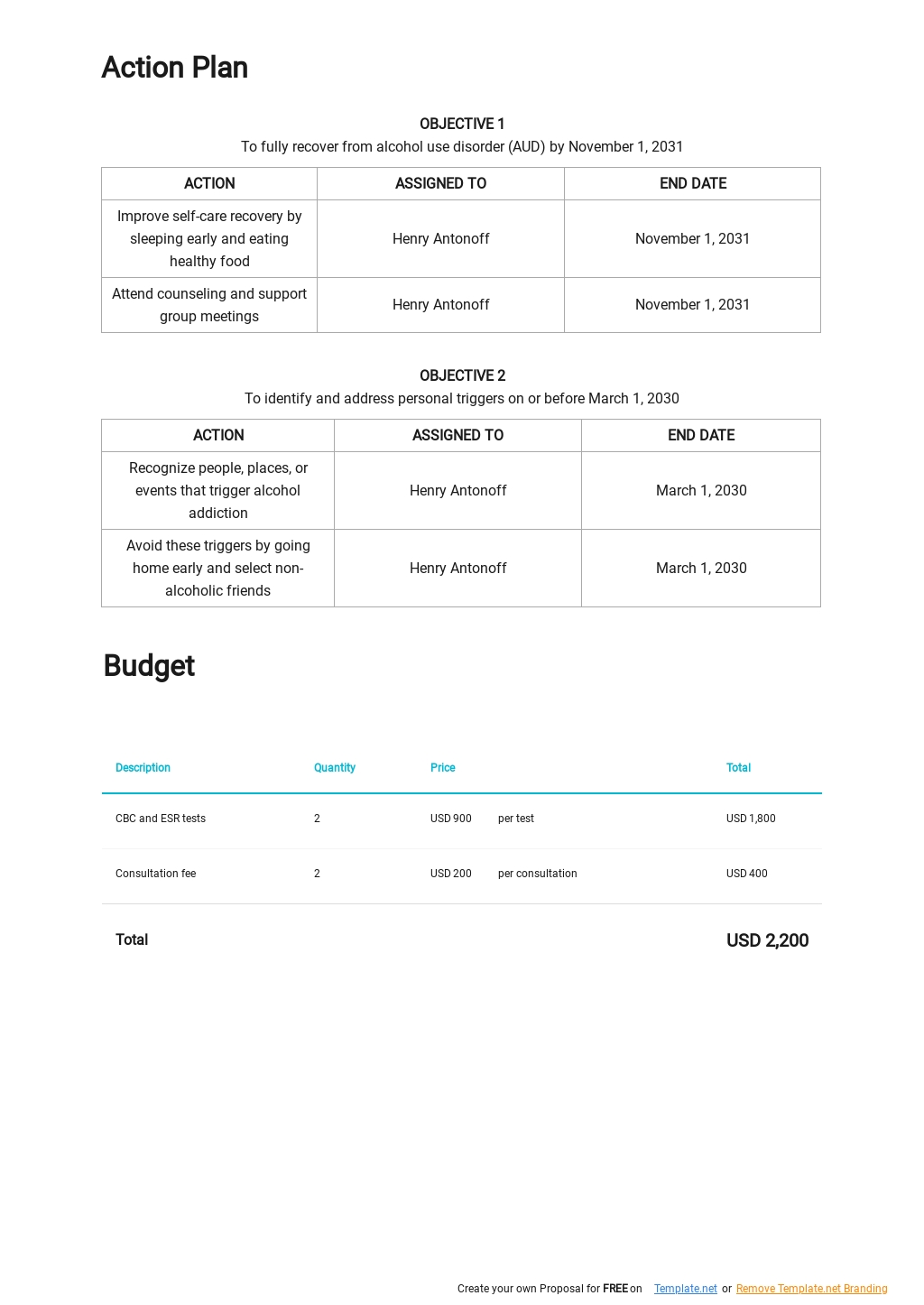 SelfCare Recovery Plan Template [Free PDF] - | Template.net