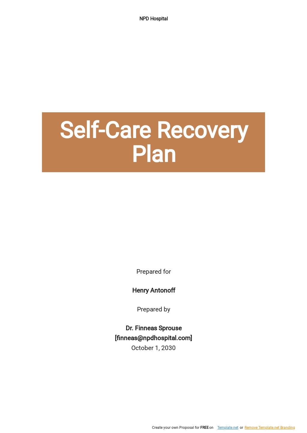 Self-Care Recovery Plan Template