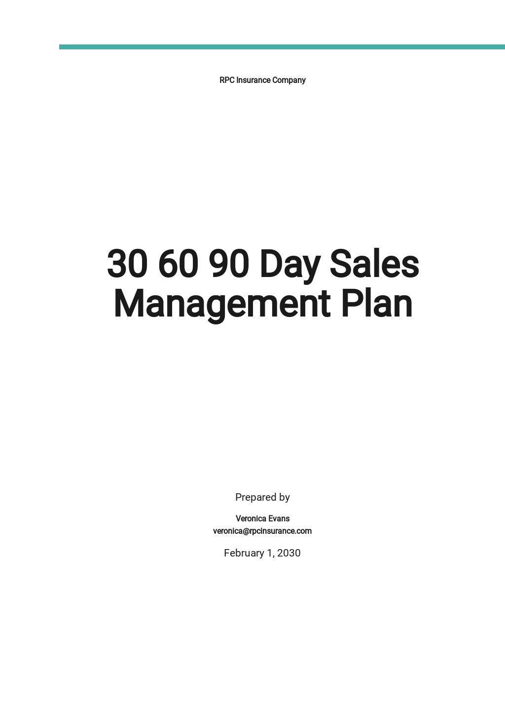 30 60 90 Day Sales Management Plan Template