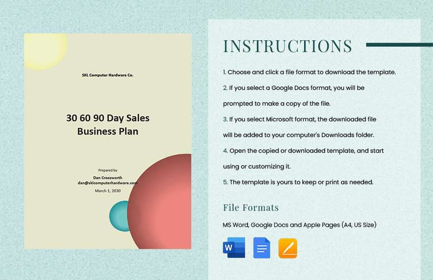 30 60 90 Day Sales Business Plan Template