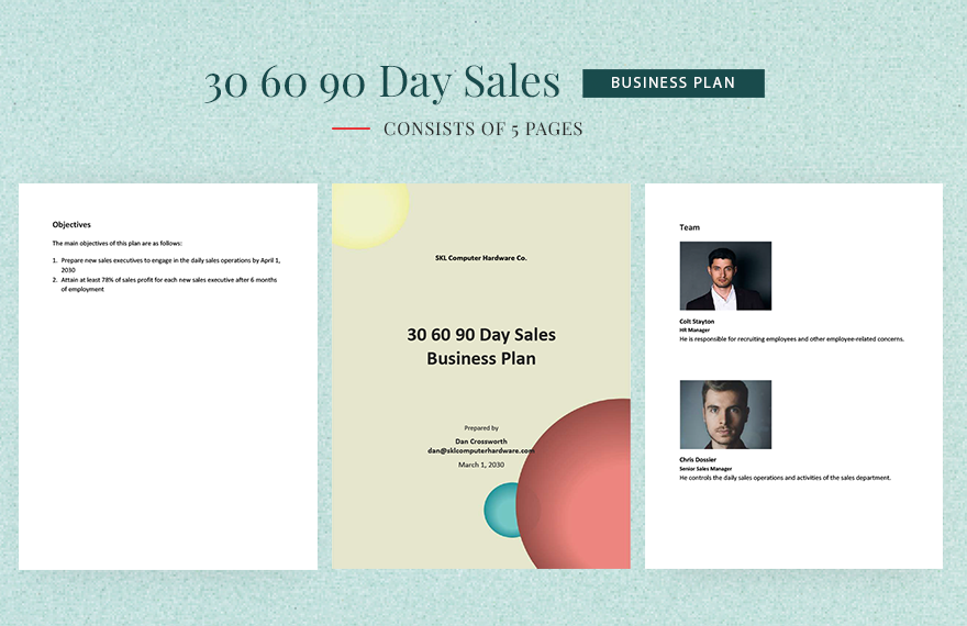 30 60 90 Day Sales Business Plan Template