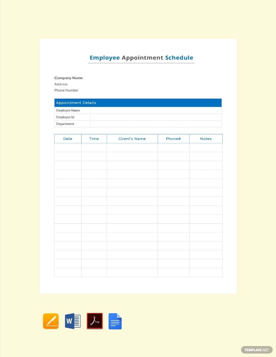 Employee Appointment Schedule Template