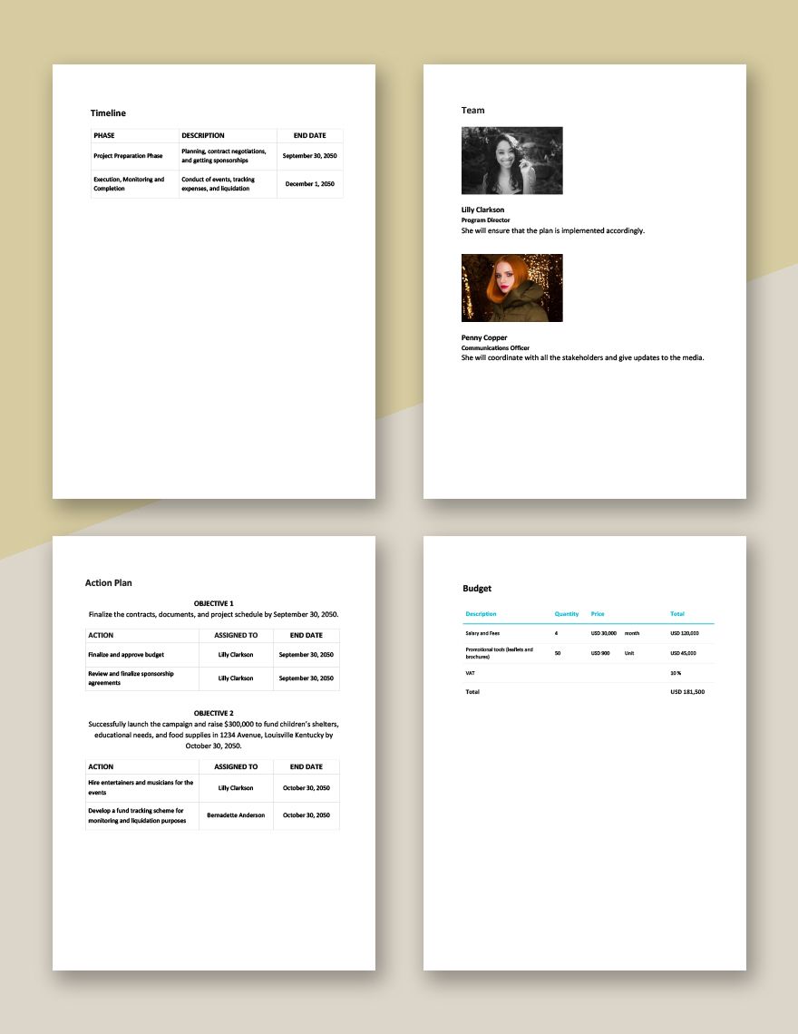 Fundraising Campaign Plan Template Google Docs Word Apple Pages