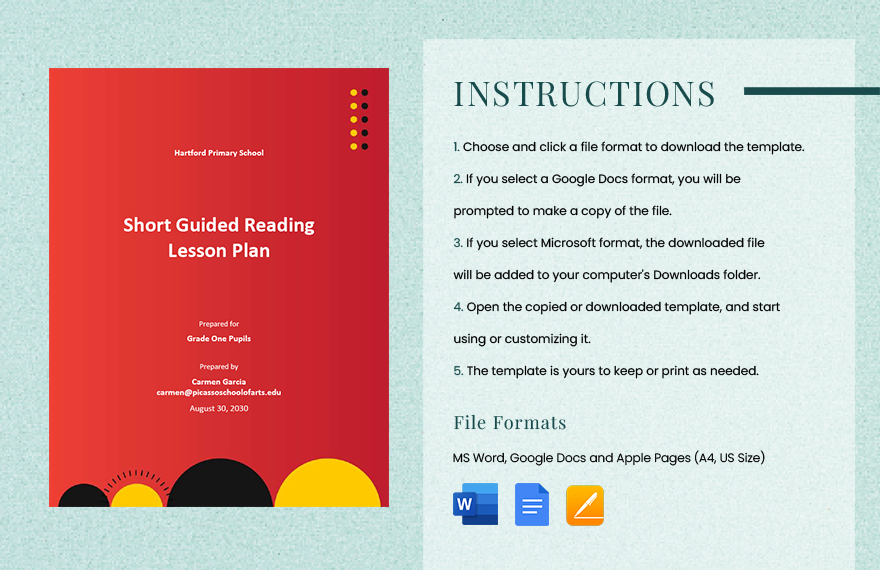 Short Guided Reading Lesson Plan Template