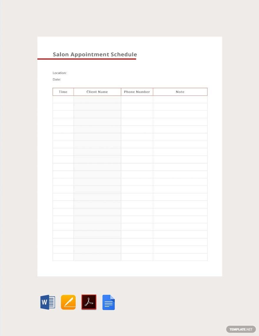 Salon Appointment Template Free Download