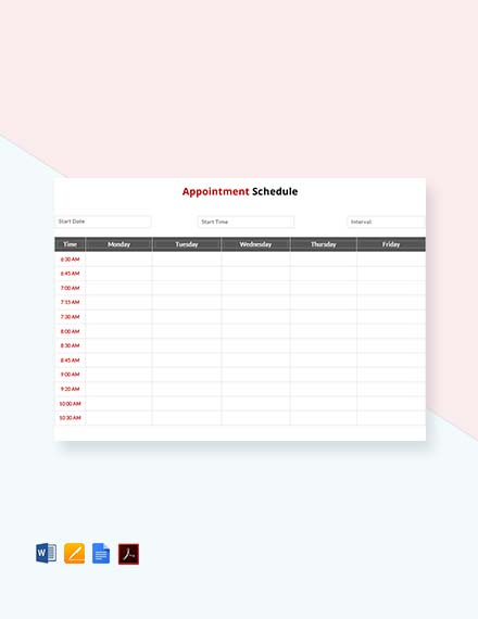 pdf medical office daily appointment schedule template