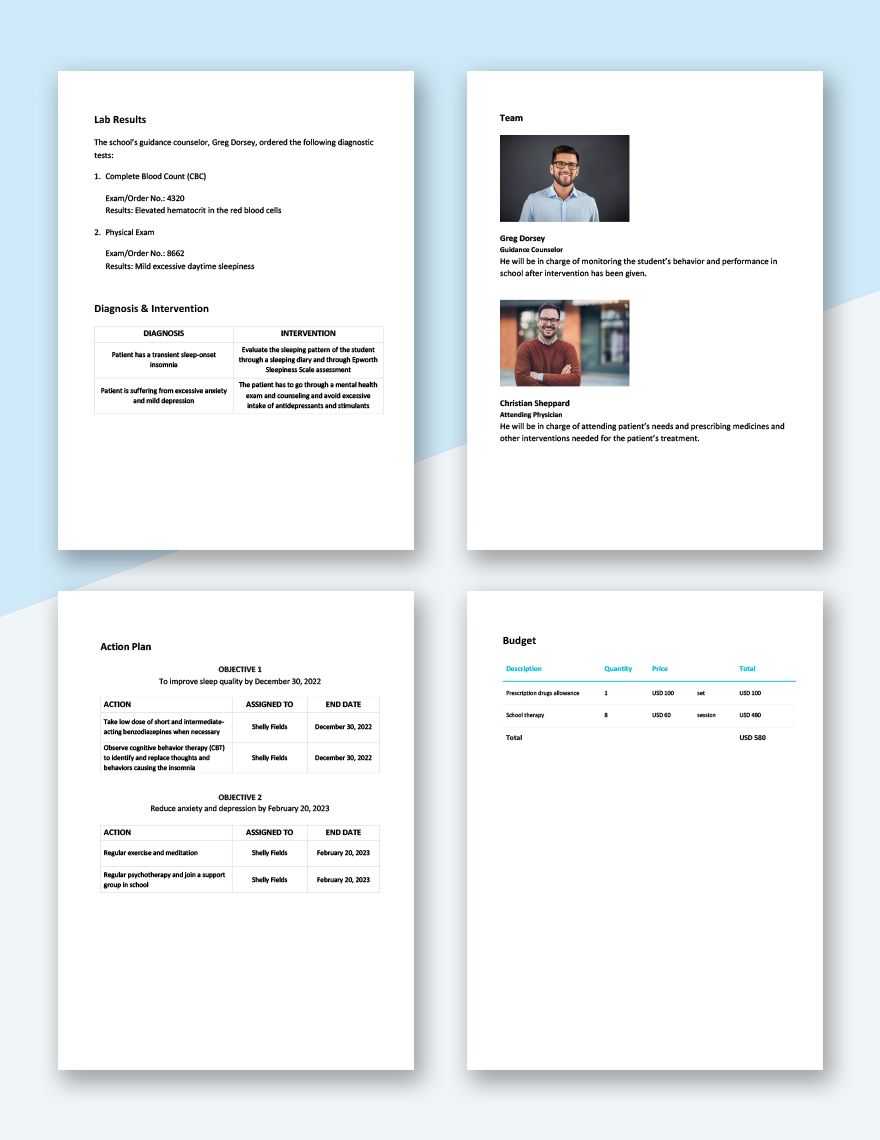 Self Care Plan Template For Students