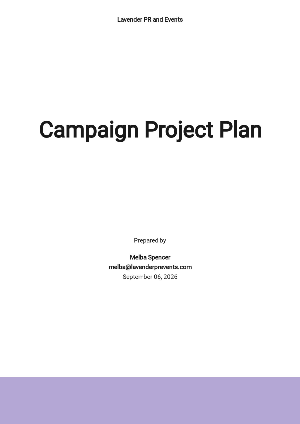 Sample Campaign Project Plan Template