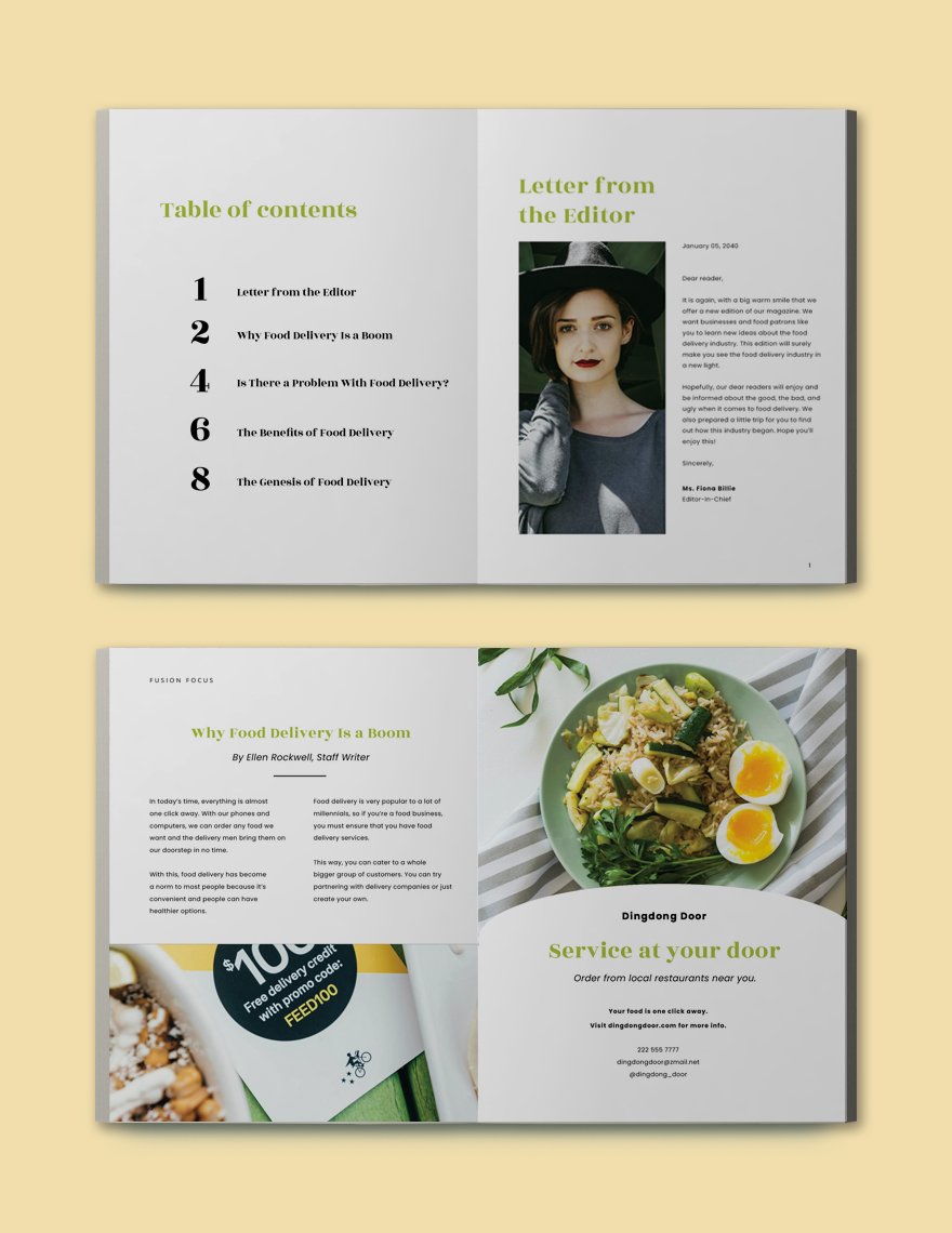Food Delivery Magazine Template