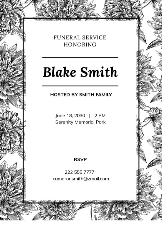 Modern Funeral Service Invitation Template