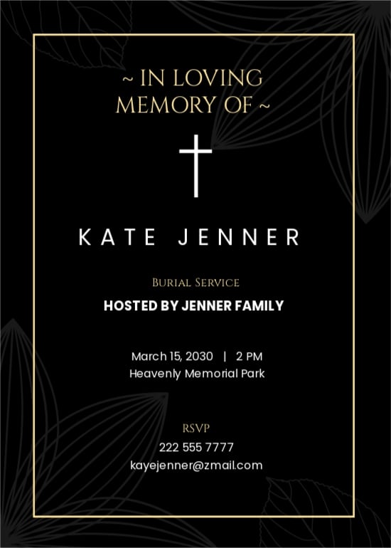 Funeral Service Invitation Design Template in Word, Google Docs, Publisher
