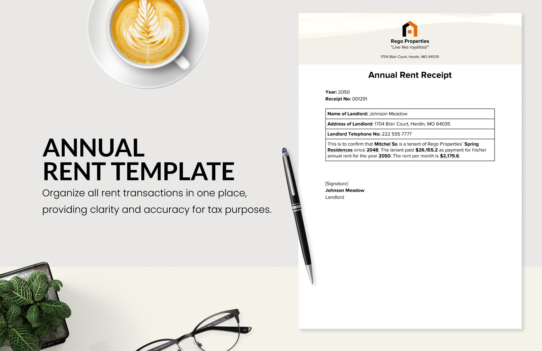 Annual Rent Receipt Template Download In Word Google Docs Excel PDF Google Sheets