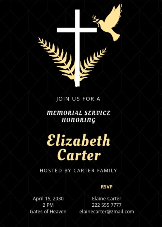 Funeral Service Invitation Card Template
