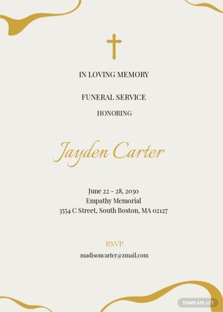 Free Elegant Funeral Reception Invitation Template