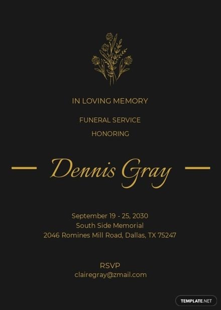 Free Floral Funeral Reception Invitation Template