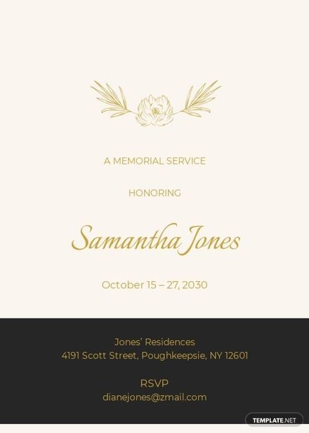 Free Modern Funeral Reception Invitation Template