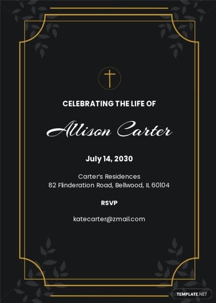 Funeral Anniversary Reception Invitation Template