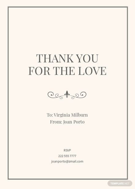 Funeral Thank You Note Card Template