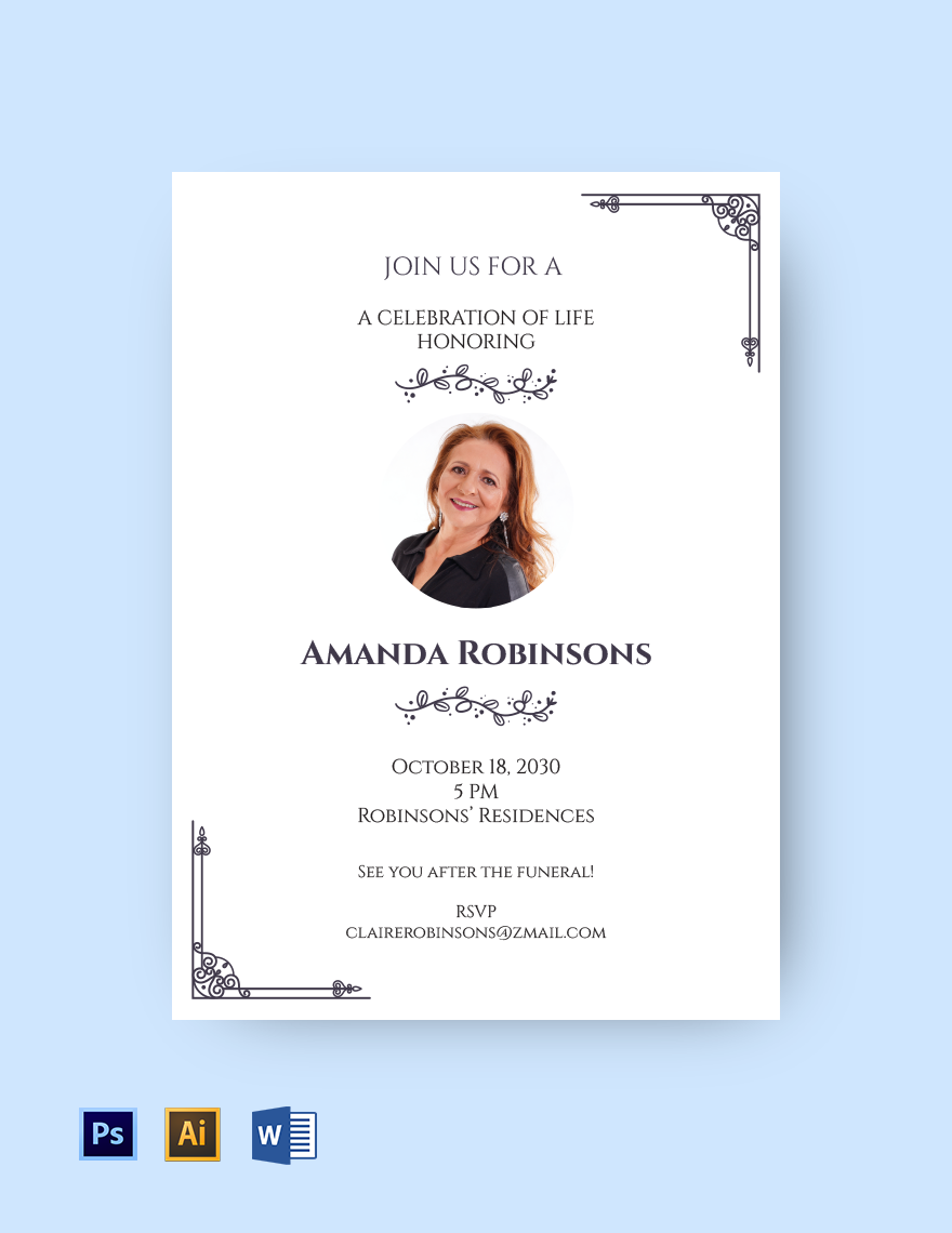After Funeral Reception Invitation Template