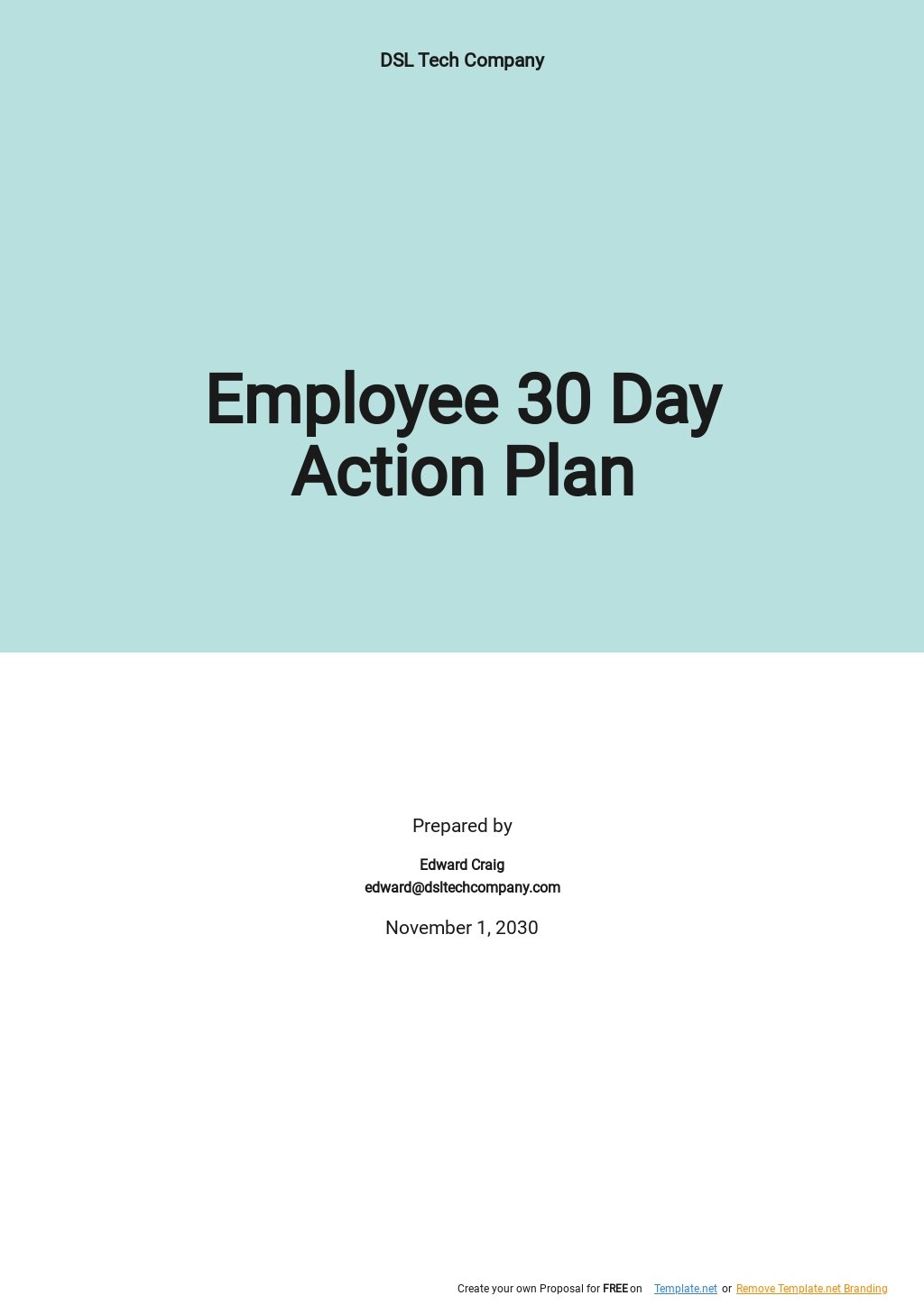 Employee 30 Day Action Plan Template
