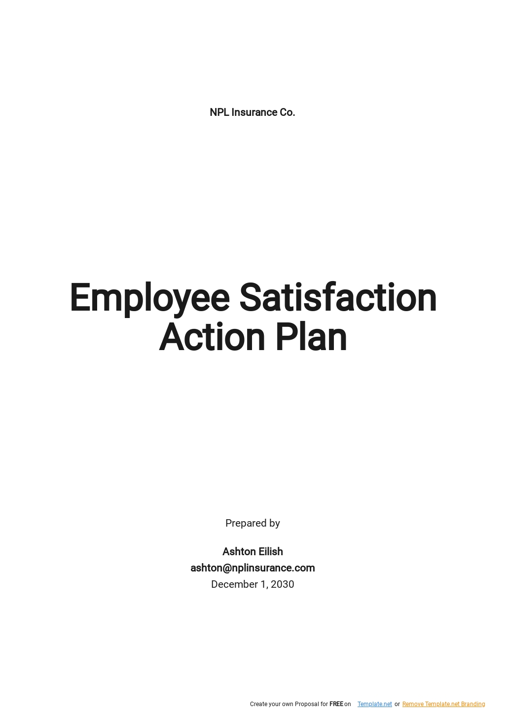 Employee Satisfaction Action Plan Template