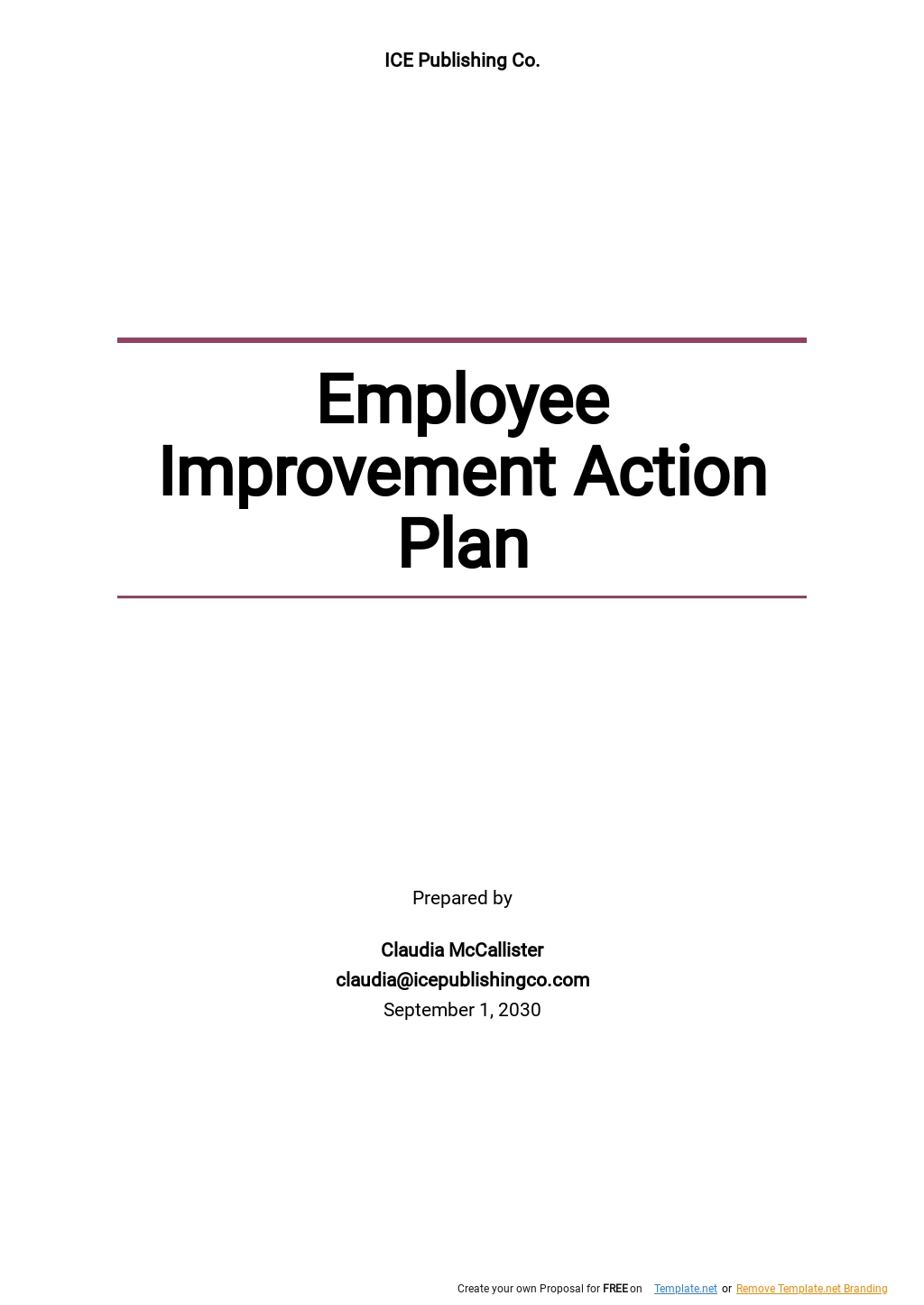 Employee Improvement Action Plan Template Google Docs Word Apple
