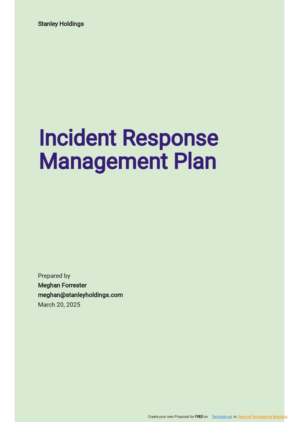 Incident Response Management Plan Template