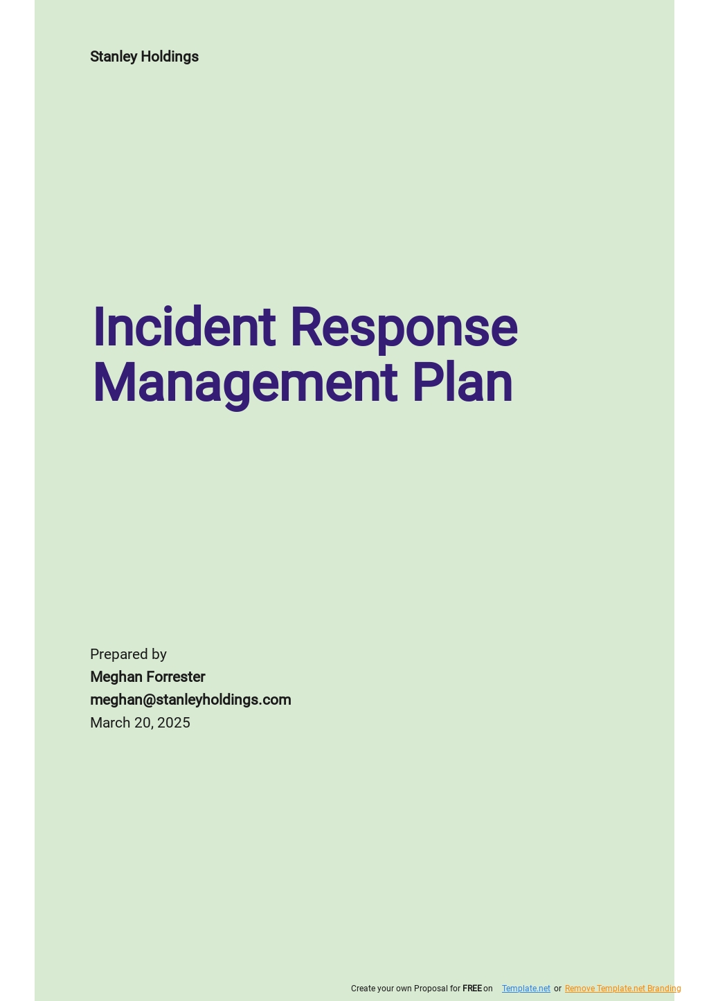 Free Incident Response Plan Template